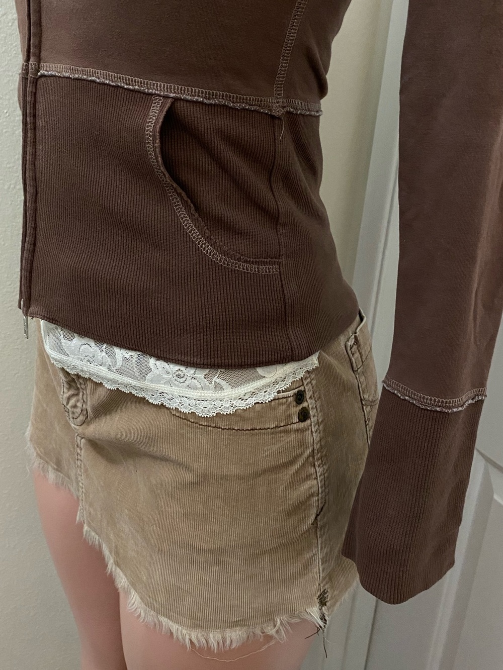 Y2k Vintage Abercrombie brown double zip up hooded sweater - Picture 8 of 16